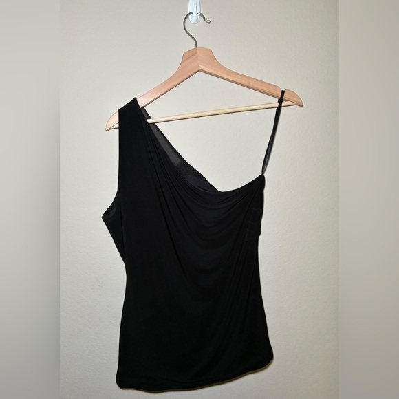 White House Black Market Small Black One Shoulder Top - Picture 13 of 13